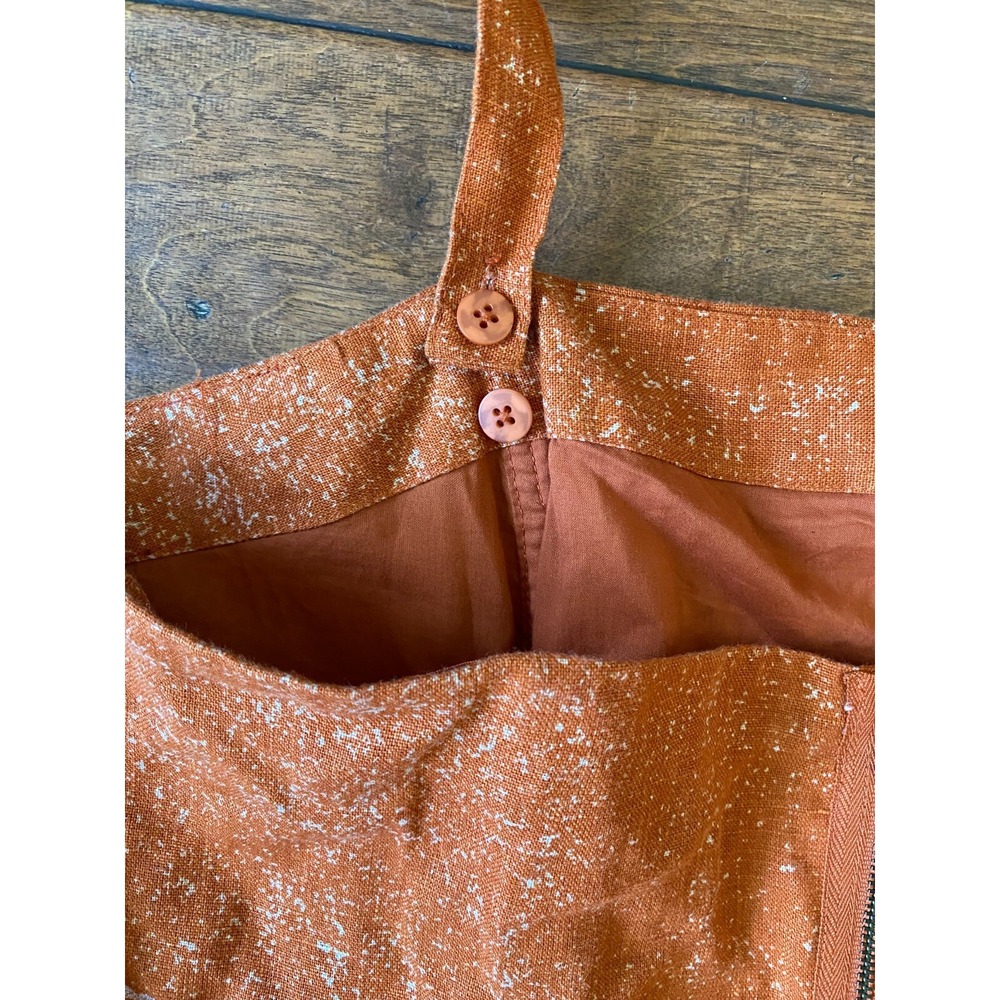 Peruvian Connection linen blend orange strapless mini dress Sz 14 Pockets - Picture 6 of 11